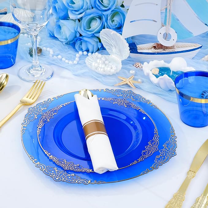 Bestluck 350PCS Blue Disposable Dinnerware - Image 5