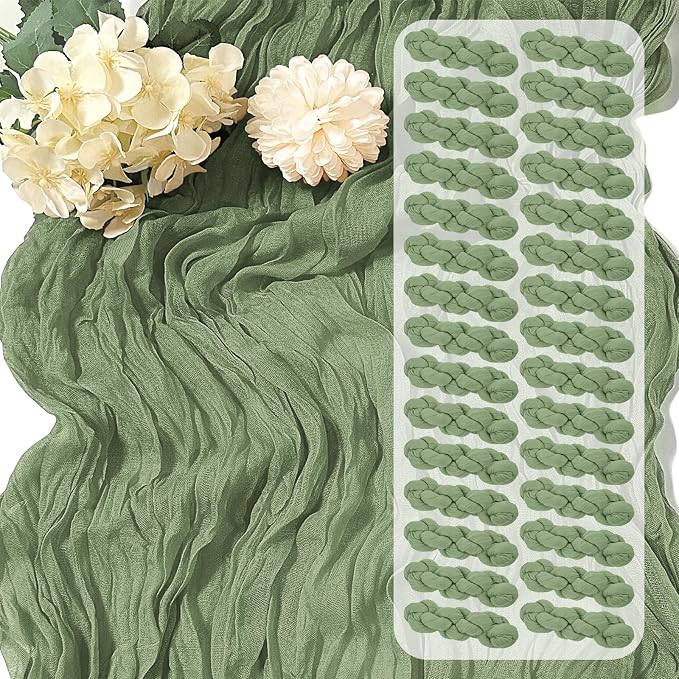 30 Pack Sage Green Cheesecloth Table Runner 17 x 108 inch Cheese Cloth Table by Yorcari