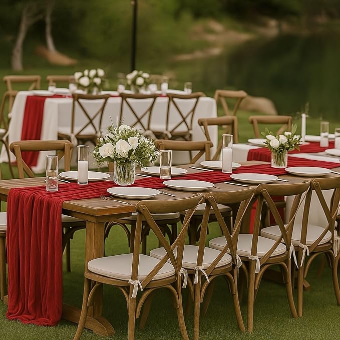 6 Pack 10FT Red Cheesecloth Table Runner 120 Inch Rustic Boho Gauze Cheese - Image 4