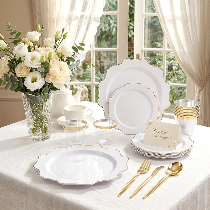 175Pcs Gold Plates Disposable - Image 4