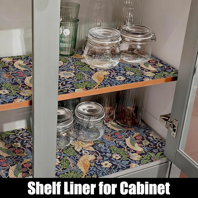 Bird Floral Shelf Liner for Cabinet Non Adhesive 15.7IN x 10FT | Shelf Liner - Image 4
