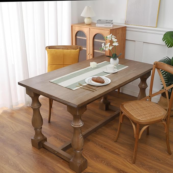 Gernaice 2PCS Boho Table Runner, Rustic Striped Cotton Linen Farmhouse Table - Image 2
