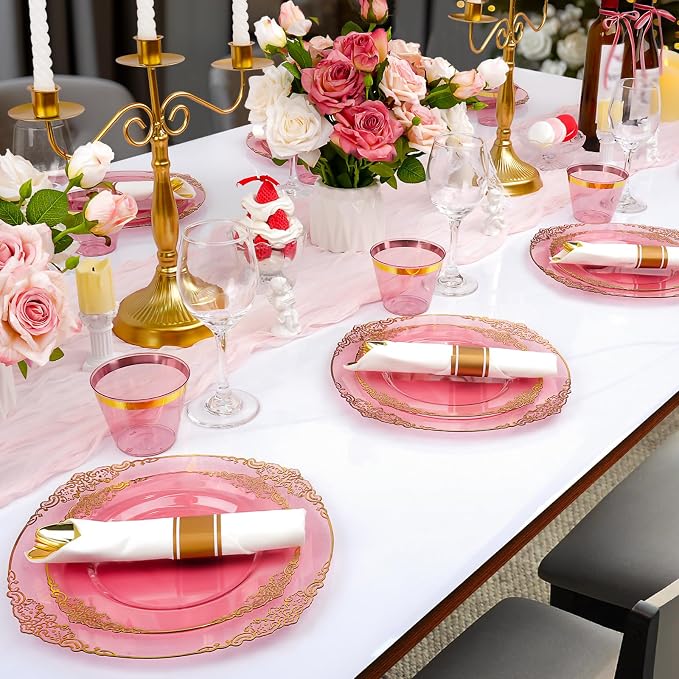 Bestluck 350PCS Burgundy Disposable Dinnerware - Image 7