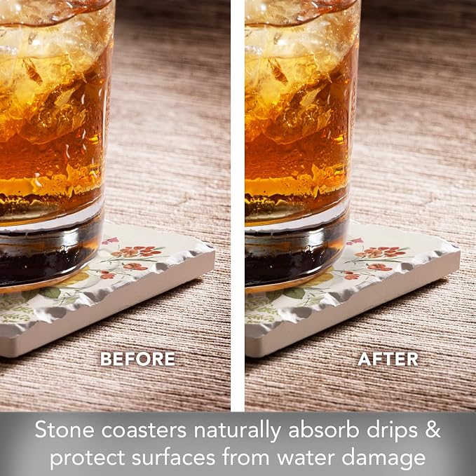 Thirstystone Blessed by Nature 4 Pack Assorted Tumbled Tile Stone Coasters | 4" - Image 4