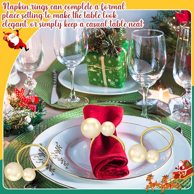 Sliner 24 Pcs Pearl Napkin Rings - Image 4