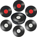 Record Coasters Leather Round Drink Coasters 6 Pcs Set by Yopiiefa