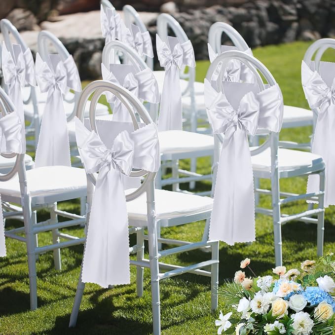 VACVELT White Satin Table Runners, 12x72 Inch, 12 Pack, Scalloped Edge | Silky - Image 9