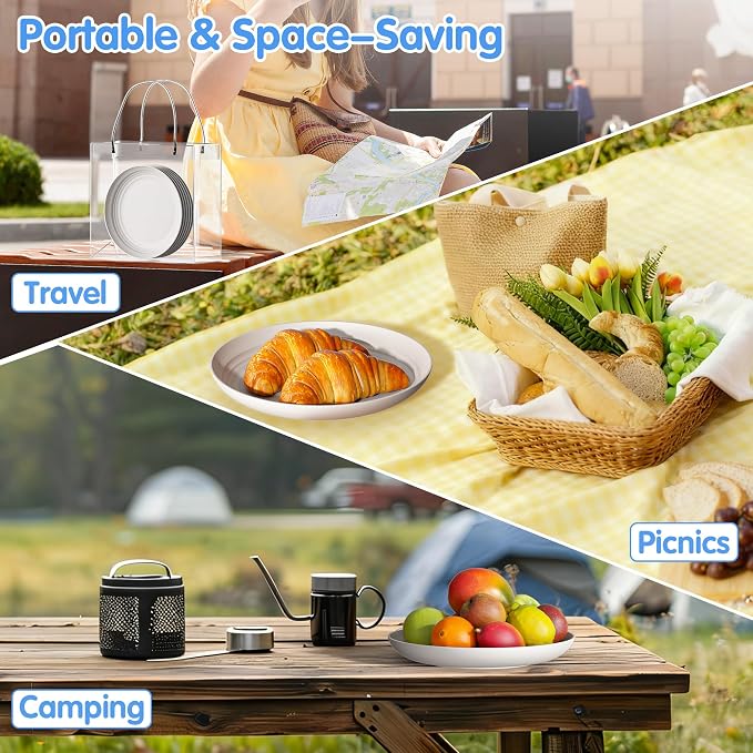 Quatish 16 PCS Unbreakable Reusable Plastic Plates, 8 inch Dishwasher & - Image 7