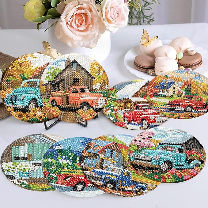 Ekuxom 8 PCS Truck Diamond Art Coasters Kits - Image 4