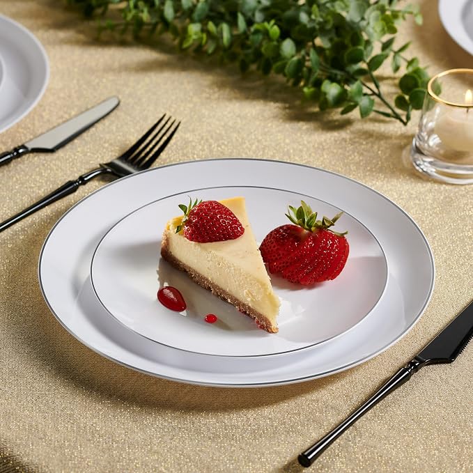 Plasticpro 128 Piece Combo Plates Set includes 64-7'' inch Plates & 64-10'' - Image 2