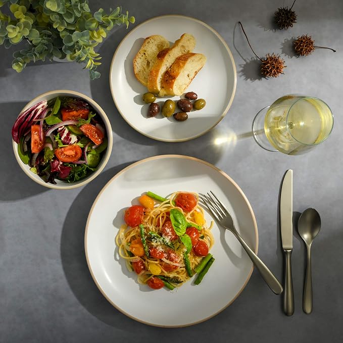 Gibson Home Rockaway 12-Piece Round Stoneware Dinnerware Set, Service - Image 4