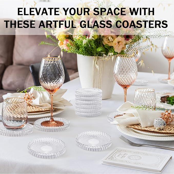 Modern Clear Glass Coasters Set of 8, Cute Coasters Table Mats - Image 7