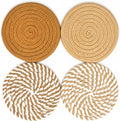 Boho Drink Coasters Set of 4, 4.8 Inch Absorbent Cotton Woven Coasters by HIYALOT
