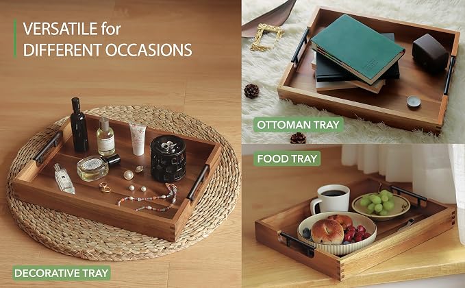 Joy&Grace Acacia Wood Ottoman Tray - Image 5