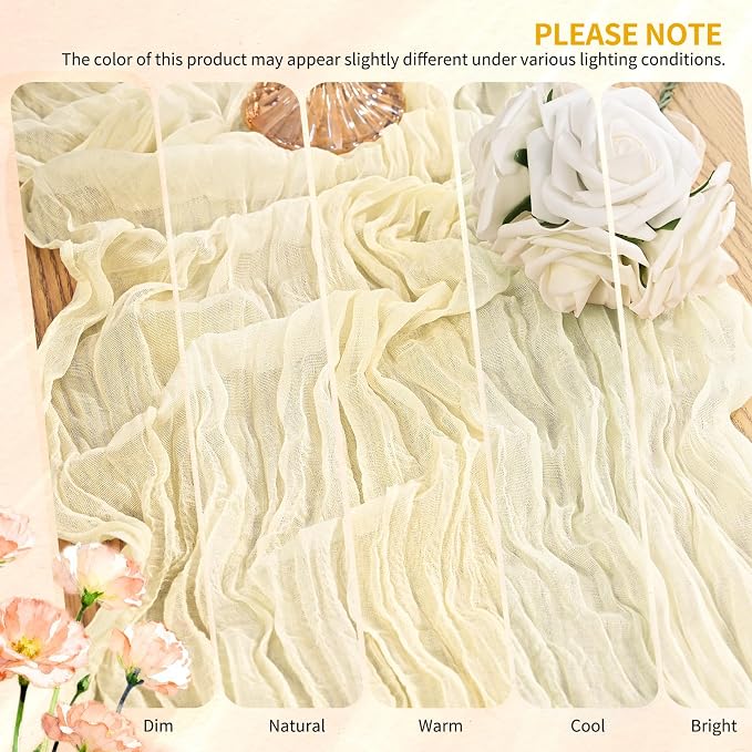 30 Pack Cheesecloth Table Runner 10FT Beige Table Runner Boho Gauze Cheese - Image 7