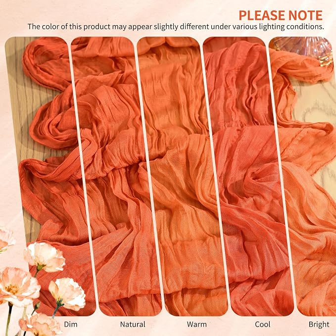 4 Pack Cheesecloth Table Runner 10FT Orange Table Runner Boho Gauze Cheese - Image 7