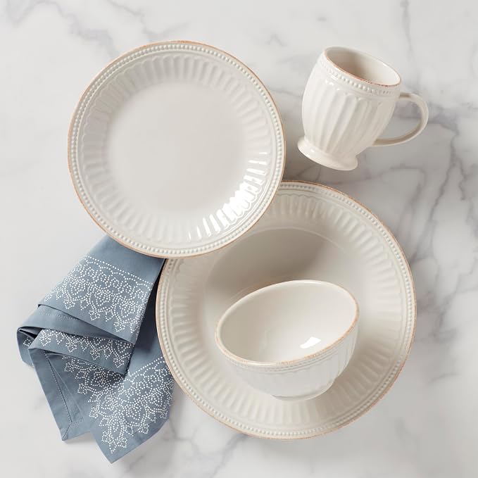 Lenox White French Perle Groove 4Pc Place Setting, 6.95 LB - Image 3
