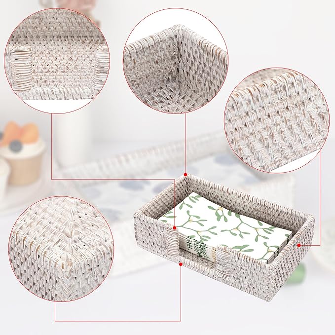 Sumnacon Napkin Holder, Rattan Napkin Holder Table, Wicker Guest Towel Holder - Image 5