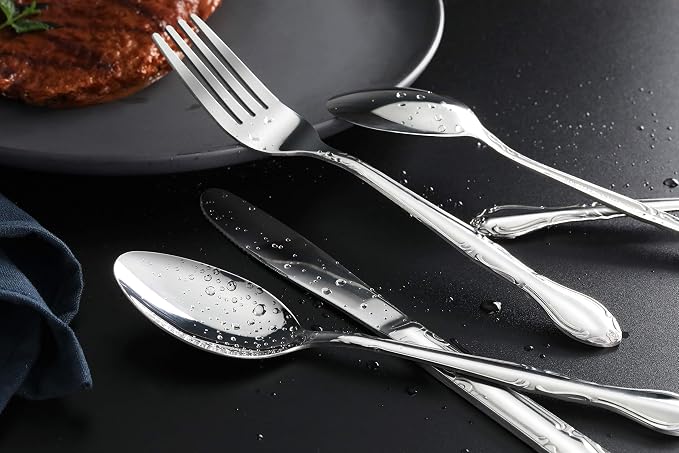 New Star Foodservice Rose Pattern 18/0 Stainless Steel Dinner/Dessert Spoon - Image 8