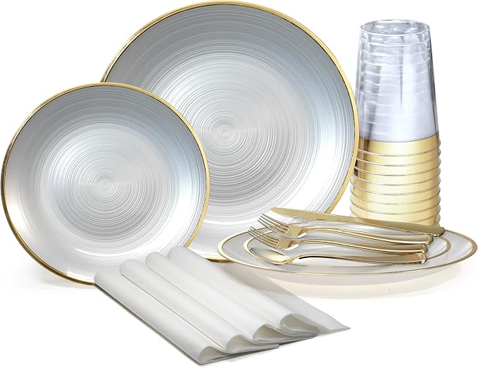 " OCCASIONS " 320pcs set-Wedding Party Disposable Plastic Plate Set -40 x 10'' by OCCASIONSFINESTPLASTICTABLEWARE