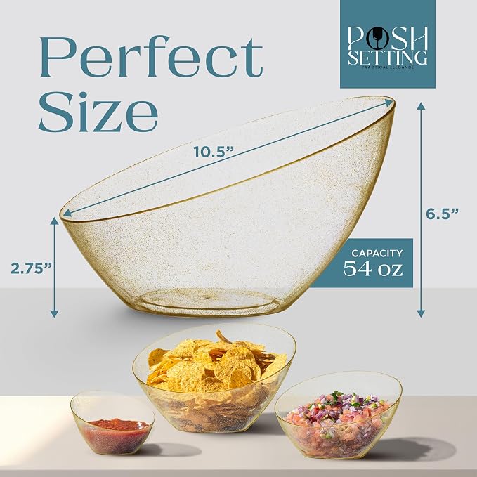 5 Pack Gold Plastic Angled Serving Bowl Disposable - Image 4