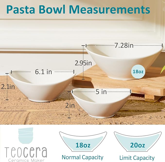 Teocera 7 Inch Salad Bowls Set of 6, 18 oz Large Soup Bowls– Microwave & - Image 5