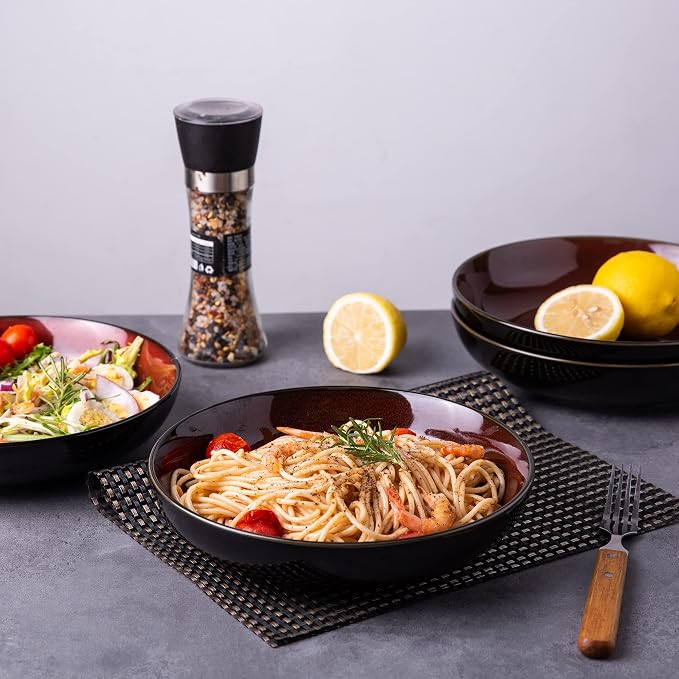 LERATIO 9.0" Ceramic Pasta Bowls Set of 6, 38oz Large Stoneware Bowls Set | - Image 7