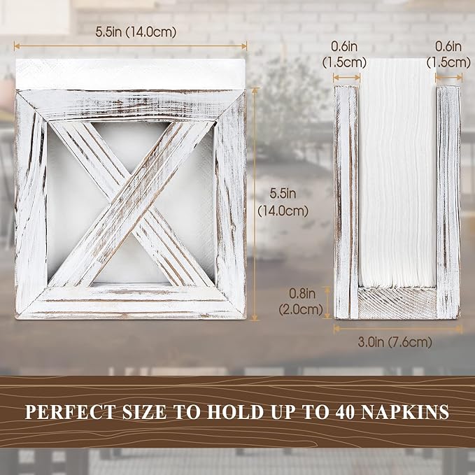 Farmhouse Wooden Napkin Holder for Tables, Rustic Kitchen Decor | for Counter - Image 3
