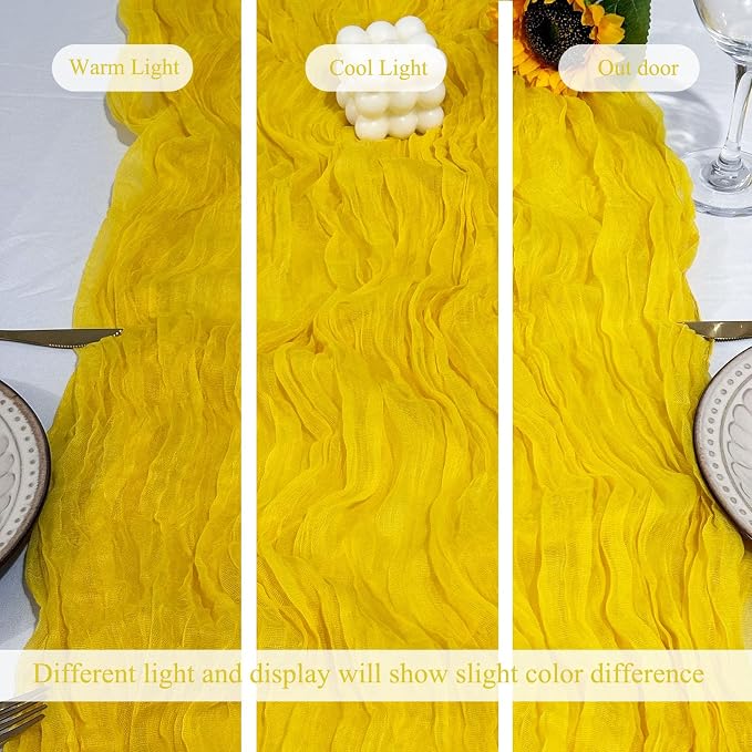 12Pack Yellow Cheesecloth Table Runner 20 x 120 inch Gauze Table Runner | Boho - Image 6