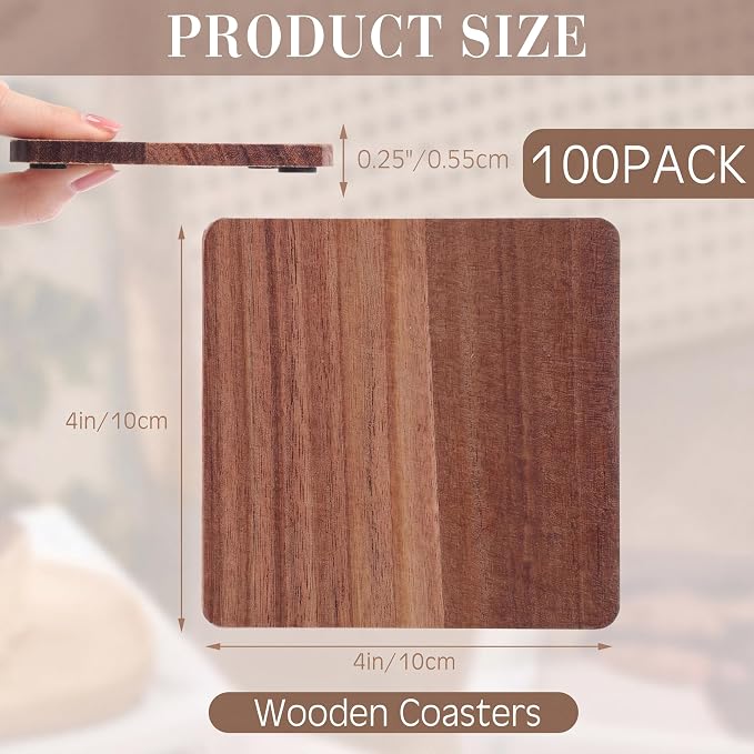 100 Pcs Unfinished Wood Coasters - Image 2