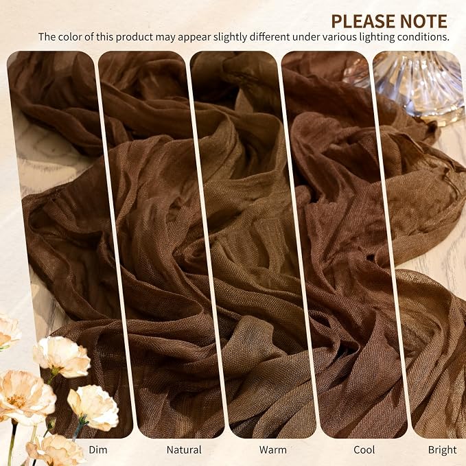 30 Pack Cheesecloth Table Runner 10FT Brown Table Runner Boho Gauze Cheese - Image 7