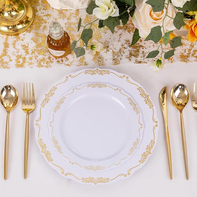 U-QE 100PCS Gold Plates Disposable - Image 5