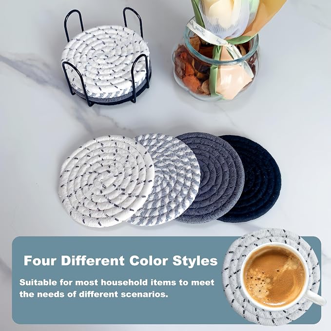 Gray Cotton Coasters Set of 8 - Image 4