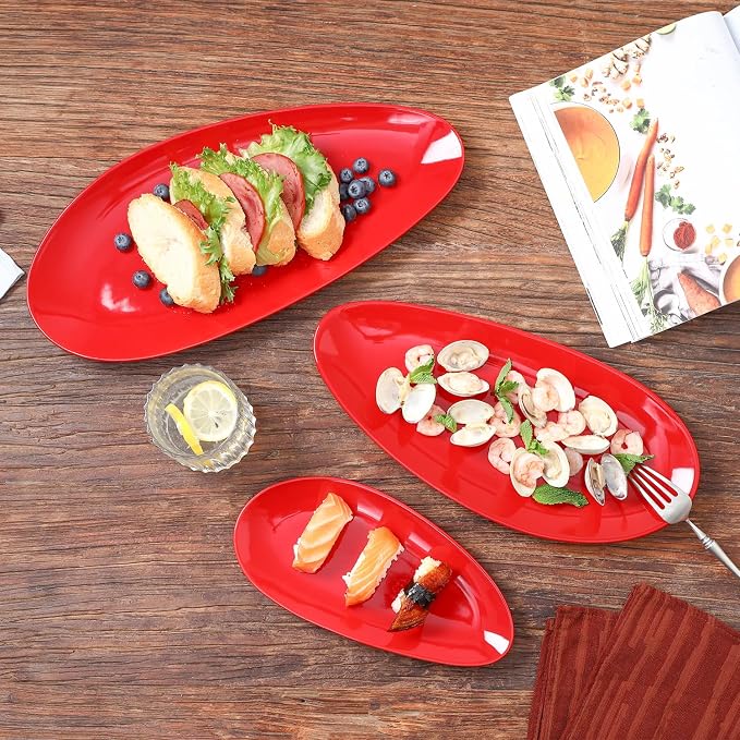 vicrays Large Oval Serving Platters, Stackable Serving Trays Serving Plates - Image 2
