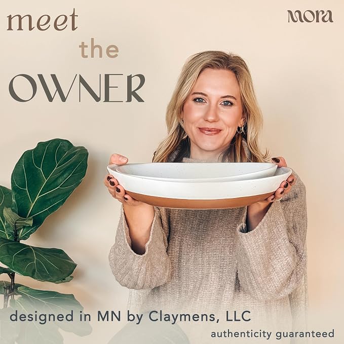 Mora Ceramic Large Serving Bowls- Set of 2 Oval Platters - Image 3