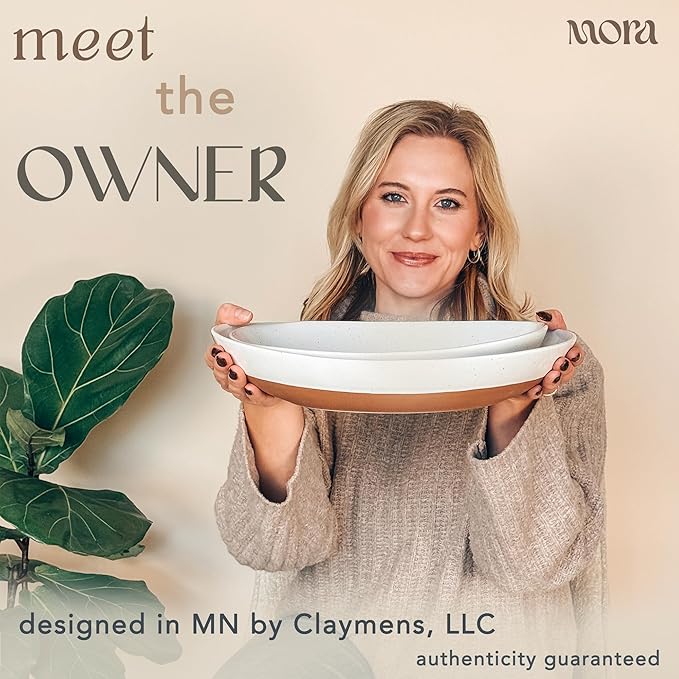 Mora Ceramic Large Serving Bowls- Set of 2 Oval Platters - Image 4