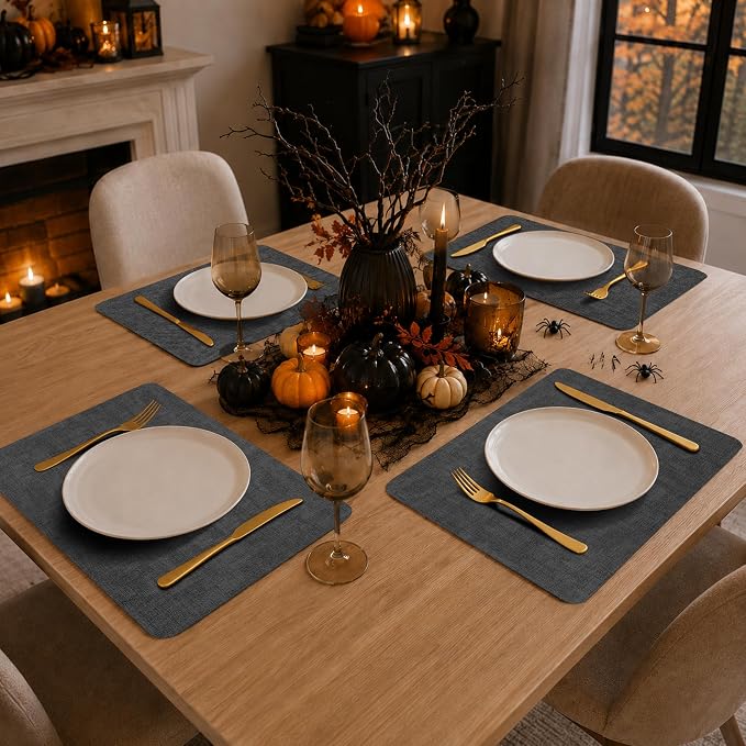 Maxpearl Faux Leather Placemats Set of 8, Dark Grey | Waterproof - Image 6