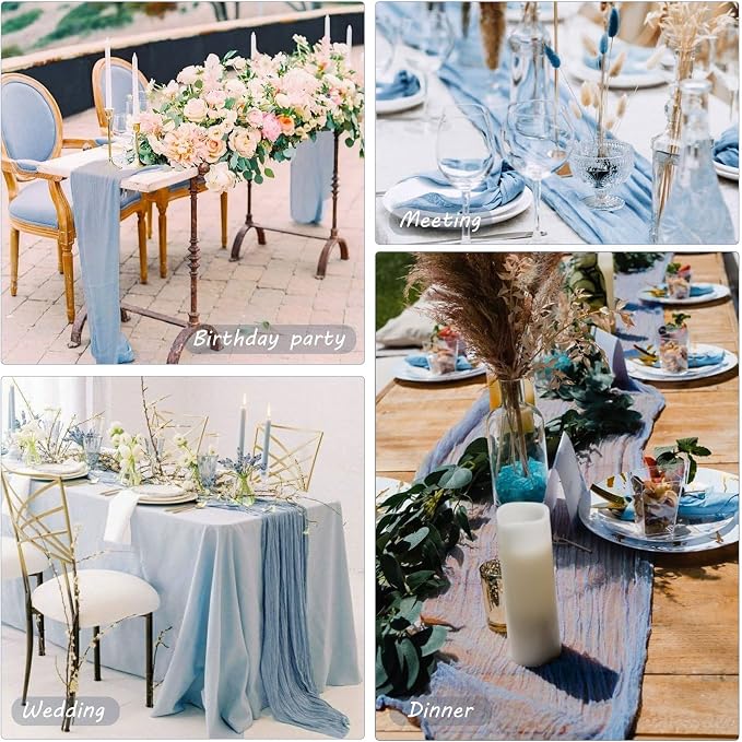 12 Pack 10Ft Cheesecloth Table Runner 35x120 Inch Boho Gauze Table Runner - Image 6