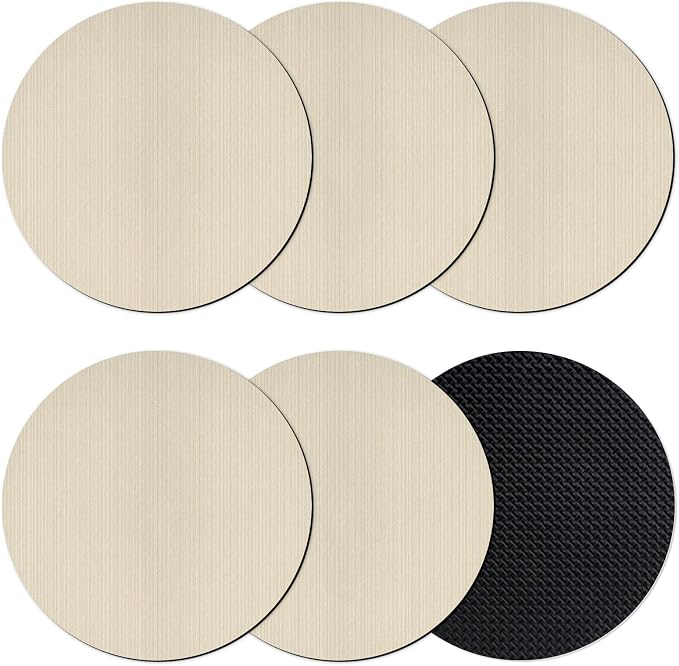 Cream Thin Lines Coasters Set of 6, Absorbent Coasters by Unknown