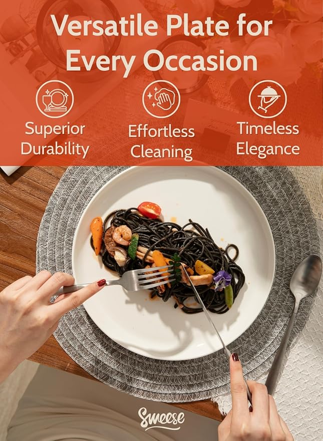 Sweese 10 Inch Porcelain Dinner Plates, Dishwasher Safe, Scratch-Resistant - Image 4