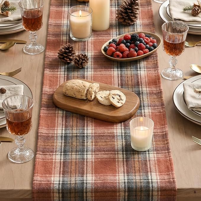 Artoid Mode Rust Farmhouse Plaid Fall Table Runner 13x36 Inch | Holiday Kitchen - Image 3
