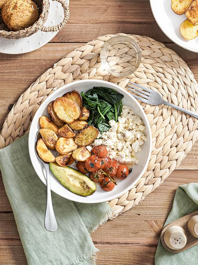 LE TAUCI Pasta Bowls 46oz, Large Salad Bowl, Ceramic Embossment Stoneware - Image 3