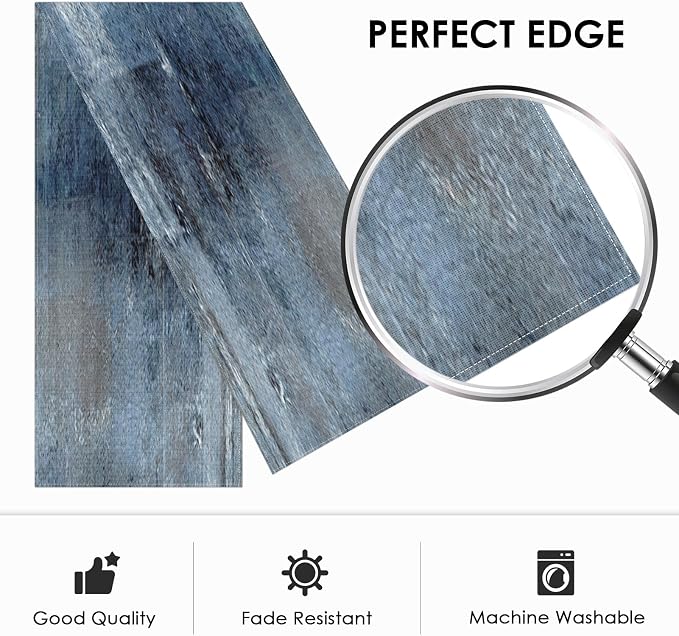 Emvency Table Runner, 13x108 Inch, Farmhouse Abstract Denim | Blue Art Painting - Image 2