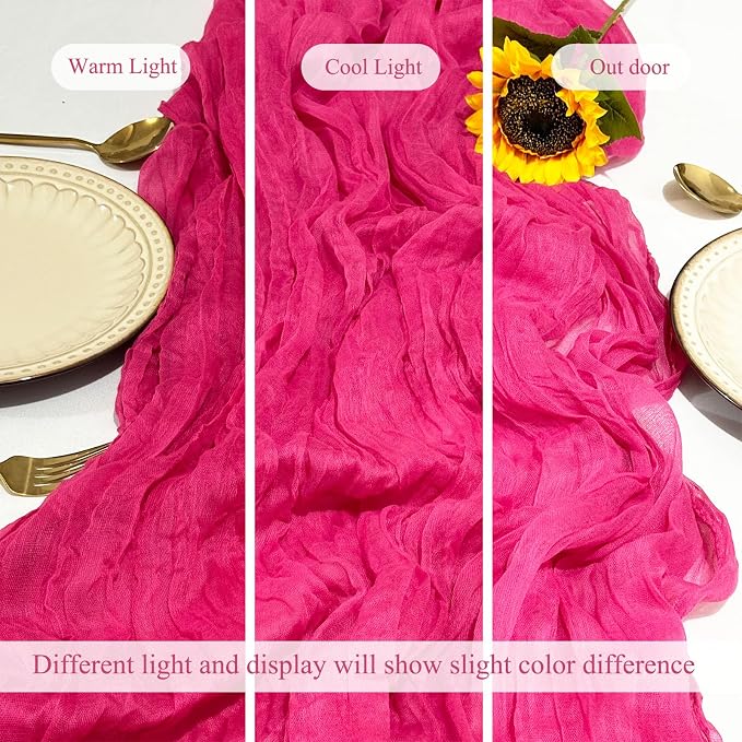 12Pack Hot Pink Cheesecloth Table Runner 20 x 120 inch Gauze Table Runner | - Image 6