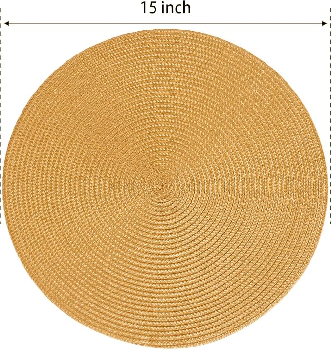 FunWheat Round Braided Placemats Set of 6 Table Mats - Image 2
