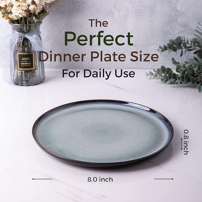 LERATIO Ceramic Plate Set of 6, 8.5 Inch Reactive Glaze Salad Plates | Modern - Image 2