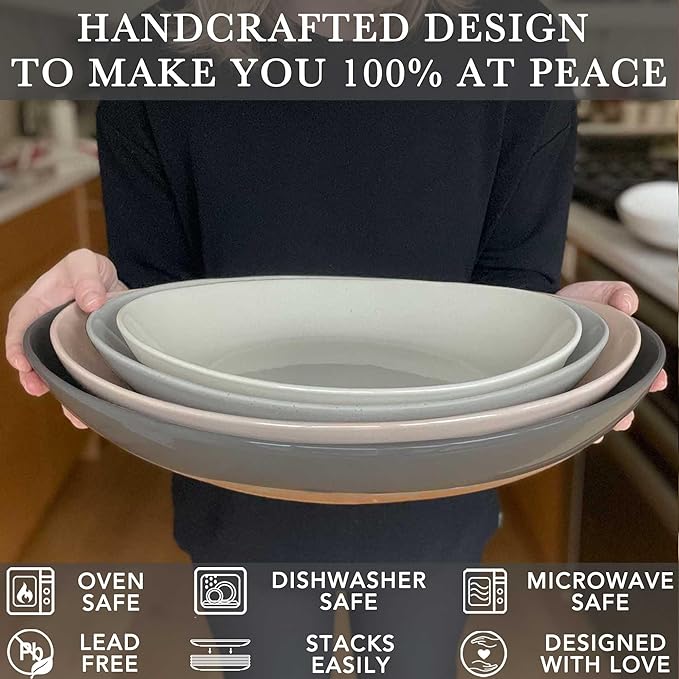 Mora Ceramic Large Serving Bowls- Set of 2 Oval Platters - Image 4