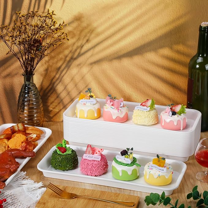 20 Pcs Serving Platters 14 x 6 Inch Rectangle Serving Trays Reusable Food Tray - Image 3