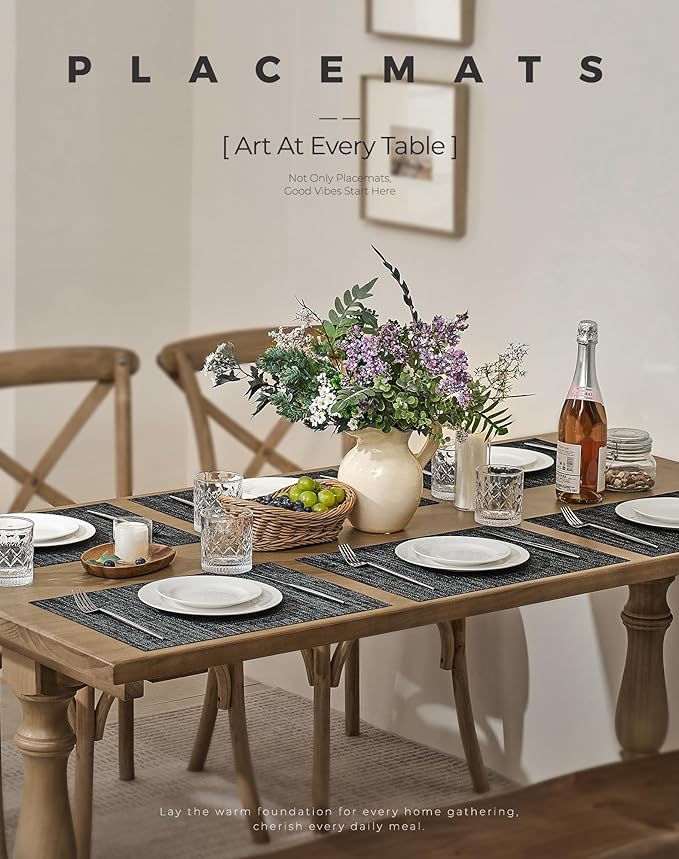 Leetaltree Black and Grey Woven Placemats Set of 6 - Image 2