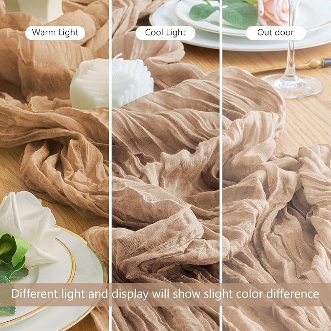 Cheesecloth Table Runner Nude Brown 10FT Boho Gauze, 6 Pack | 120 Inch Cheese - Image 8